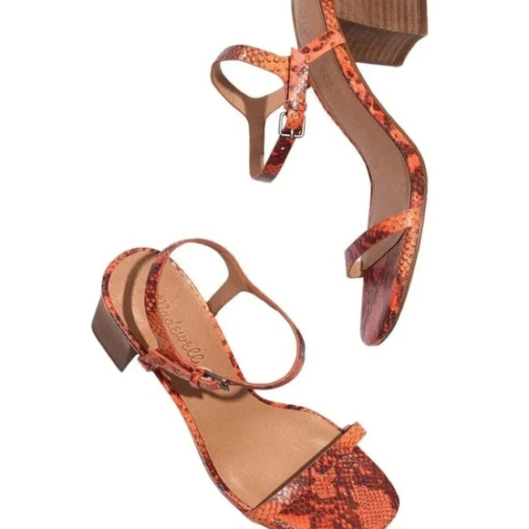 Madewell Sweet Tulip Snake Embossed Holly Leather Strappy Sandal Size 10 NIB - Picture 2 of 14